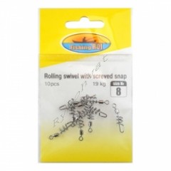 Вертлюжок Fishing ROI rolling swivel with screved snap №10