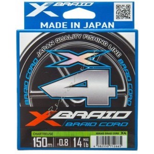 Шнур YGK X-Braid Braid Cord X4 150m #1.2/0.185mm 20lb/9.1kg