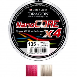 Шнур Dragon NanoCORE X4 135m 0.10mm 8.00kg Серый /Momoi