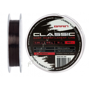 Волосінь Brain Classic Carp Line (dark brown) 150m 0.25mm 15lb 6.6kg