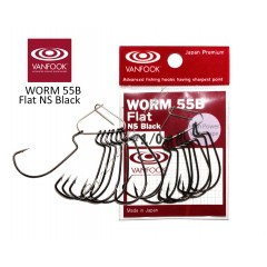 Крючки Vanfook офсетные WORM55B Flat NS Black (#1/0 (8шт))