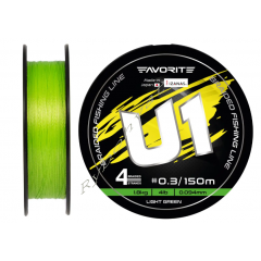 Шнур Favorite U1 PE 4x 150m (light green) #0.3/0.094mm 4lb/1.8kg