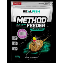 Прикормка Real Fish Premium Series Method Feeder Кальмар Клюква 0.8kg