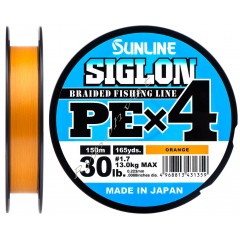 Шнур Sunline Siglon PE х4 150m (оранж.) #1.7/0.223mm 30lb/13.0kg