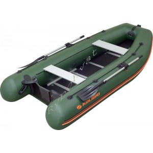 Човен надувний  Колібрі КМ-360DSL, зелений, (з пайол фанерний зі стрингерами (настил, стрингера, сум