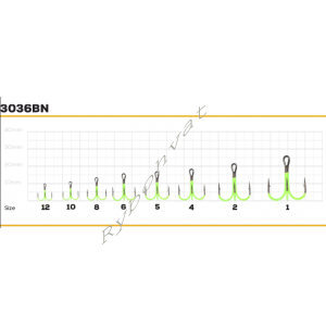 Гачок GC Treble 3036BN UV Green №1 (1шт)