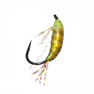 Мормышка STRIKE имитация рачка бокоплава UV Shrimp 3D - Olive [оливковая] (#14, 0,20г, 1см)