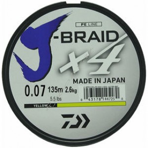 Шнур Daiwa J-Braid X4E 0,07mm 135m Yellow