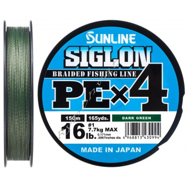 Шнур Sunline Siglon PE х4 150m (темн-зел.) #1.0/0.171mm 16lb/7.7kg